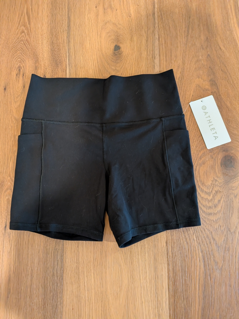 Athleta Black High-Rise Pocket Bike Shorts